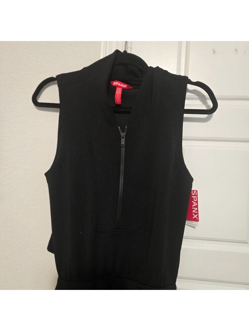 SPANX AirEssentials Half Zip Jumpsuit Womens PS Very Black Wide Leg NWT Ret $148 - Picture 5 of 8